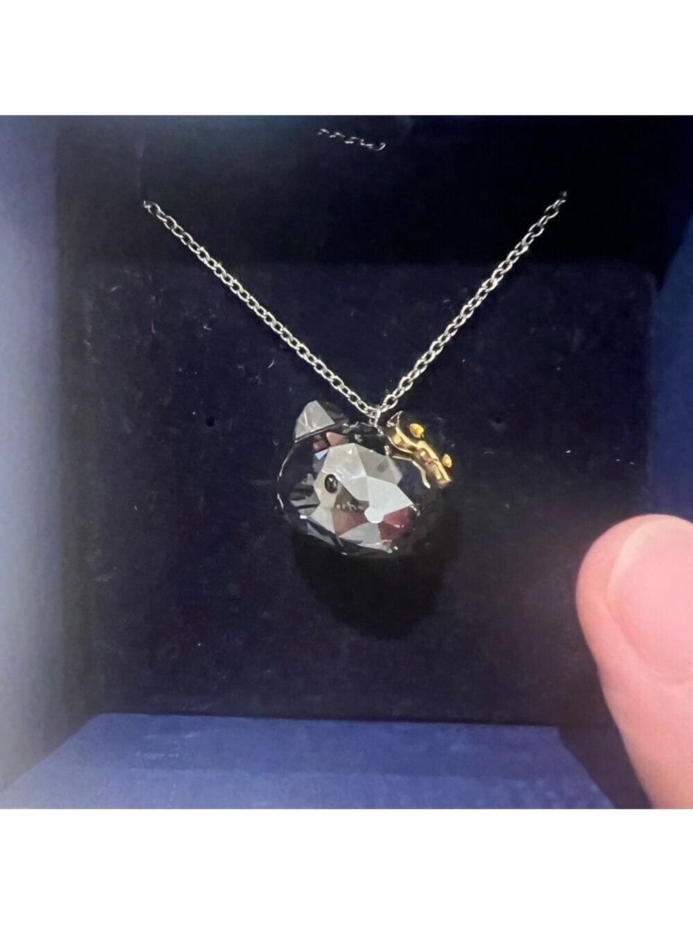 Swarovski Hello Kitty Smoky Crystal Pendant Necklace w Box Warranty Card Sanrio